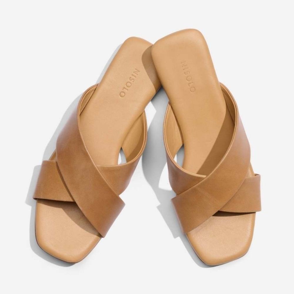New! Nisolo Catalina Slide Leather Sandal In Almond